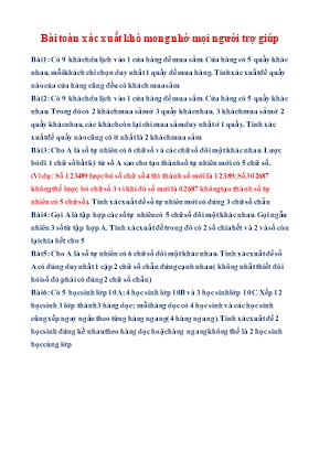 Bài tập Toán xác suất môn Đại số Lớp 12
